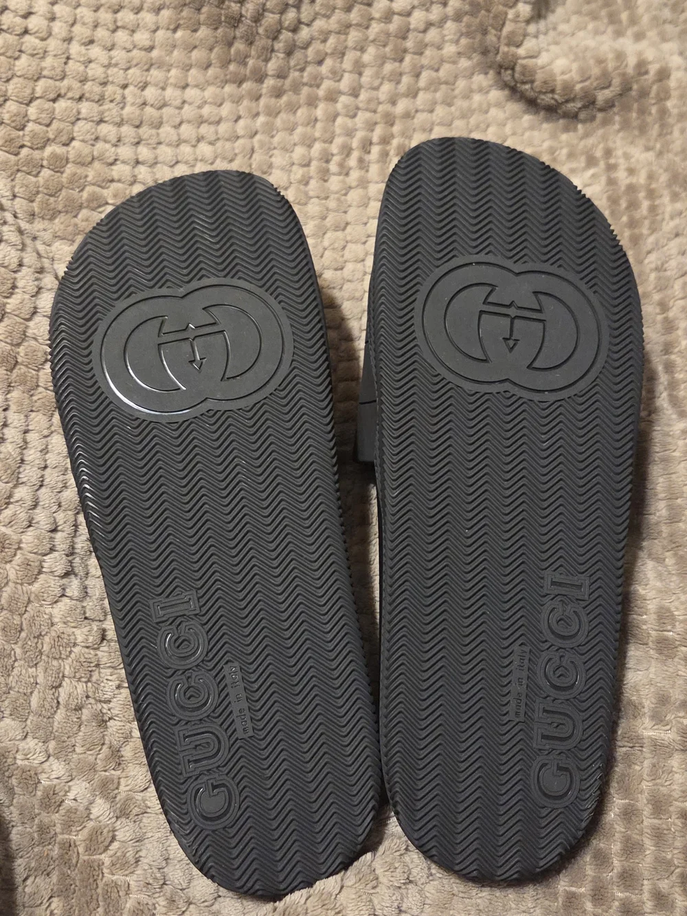 Gucci Black Slide Sandals with White Logo